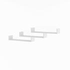 Kit 3 Prateleiras Nichos Em U 60x15cm Mdf Branco Com Suporte