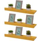 Kit 3 Prateleiras Porta Quadros 30 X 10cm Amarela Suporte Inv