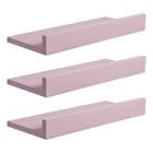 Kit 3 Prateleiras Porta Quadros 30 X 10cm Rosa Claro Suporte
