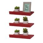 Kit 3 Prateleiras Porta Quadros 30 X 10cm Vermelha Suporte In