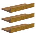 Kit 3 Prateleiras Porta Quadros 40 X 10cm Freijó Suporte Invi