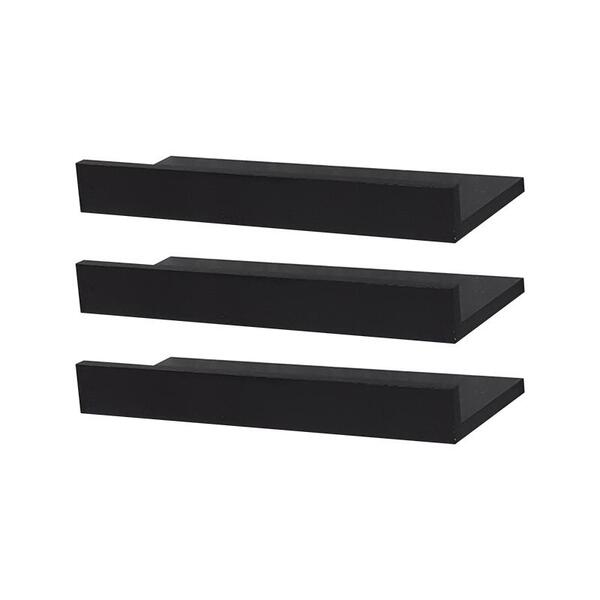 Kit 3 Prateleiras Porta Quadros 40 X 10cm Preta Suporte Invis