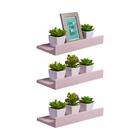 Kit 3 Prateleiras Porta Quadros 40 X 15cm Rosa Claro Suporte