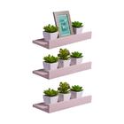Kit 3 Prateleiras Porta Quadros 50 X 15cm Rosa Claro Suporte