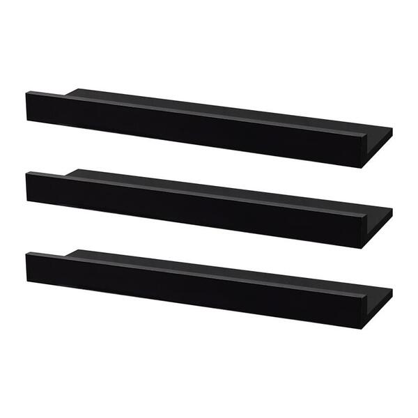 Kit 3 Prateleiras Porta Quadros 70 X 10cm Preta Suporte Invis