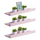 Kit 3 Prateleiras Porta Quadros 70 X 15cm Rosa Claro