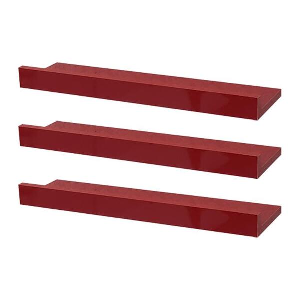Kit 3 Prateleiras Porta Quadros 80 X 15cm Vermelha Suporte In