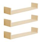 Kit 3 Prateleiras U 100 X 15cm Bege Claro Suporte Invisível