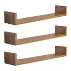 Kit 3 Prateleiras U 100 X 20cm Freijó Suporte Invisível