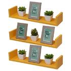 Kit 3 Prateleiras U 100 X 25cm Amarela Suporte Invisível