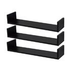Kit 3 Prateleiras U 100 X 25cm Preta Suporte Invisível