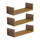 Kit 3 Prateleiras U 30 X 15cm Freijó Suporte Invisível