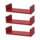 Kit 3 Prateleiras U 30 X 15cm Vermelha Suporte Invisível