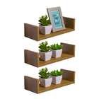 Kit 3 Prateleiras U 40 X 10cm Freijó Suporte Invisível