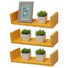 Kit 3 Prateleiras U 40 X 15cm Amarela Suporte Invisível