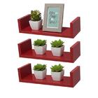 Kit 3 Prateleiras U 40 X 15cm Vermelha Suporte Invisível