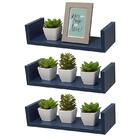 Kit 3 Prateleiras U 40 X 20cm Azul Suporte Invisível