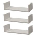 Kit 3 Prateleiras U 40 X 20cm Branca Suporte Invisível