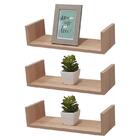 Kit 3 Prateleiras U 40 X 20cm Carvalho Suporte Invisível