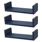 Kit 3 Prateleiras U 50 X 10cm Azul Suporte Invisível