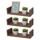 Kit 3 Prateleiras U 50 X 10cm Nogal Suporte Invisível