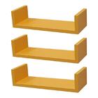 Kit 3 Prateleiras U 50 X 25cm Amarela Suporte Invisível