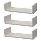 Kit 3 Prateleiras U 60 X 15cm Branca Suporte Invisível