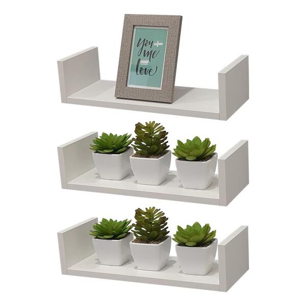 Kit 3 Prateleiras U 60 X 25cm Branca Suporte Invisível