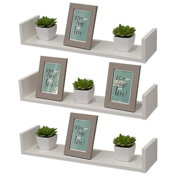 Kit 3 Prateleiras U 70 X 15cm Branca Suporte Invisível