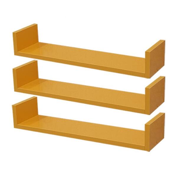 Kit 3 Prateleiras U 70 X 20cm Amarela Suporte Invisível