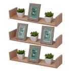 Kit 3 Prateleiras U 70 X 20cm Carvalho Suporte Invisível