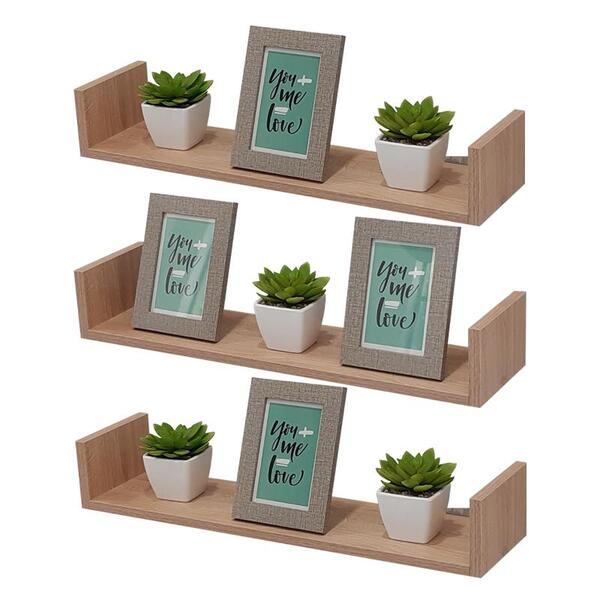 Kit 3 Prateleiras U 70 X 20cm Carvalho Suporte Invisível