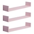 Kit 3 Prateleiras U 80 X 10cm Rosa Claro Suporte Invisível