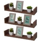 Kit 3 Prateleiras U 90 X 25cm Nogal Suporte Invisível