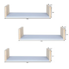 Kit 3 Prateleiras U Nicho Quarto Infantil Bebê Mdf Azul Sky E