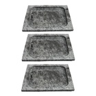 Kit 3 Pratos Quadrado Raso Servir Porção Pedra Sabão G 24x24