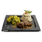 Kit 3 Pratos Quadrado Raso Servir Porção Pedra Sabão G 24x24