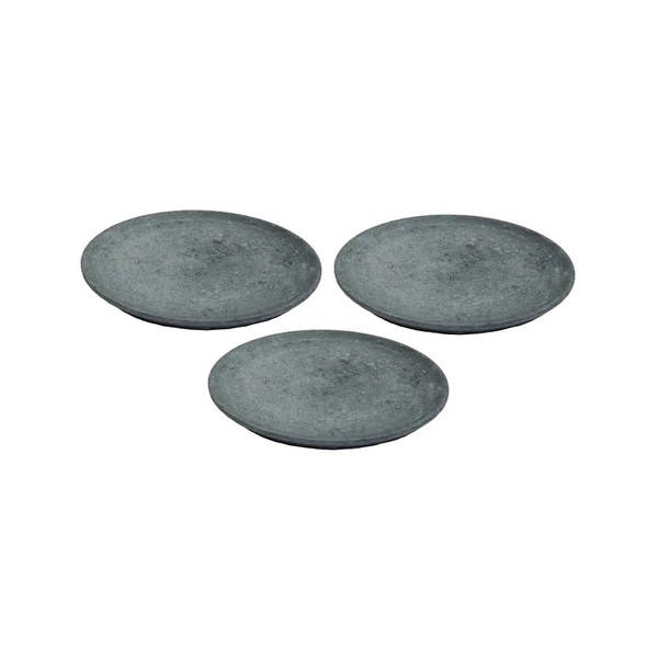 Kit 3 Pratos Raso Redondo Pedra Sabão Sobremesa E Bolos 18cm