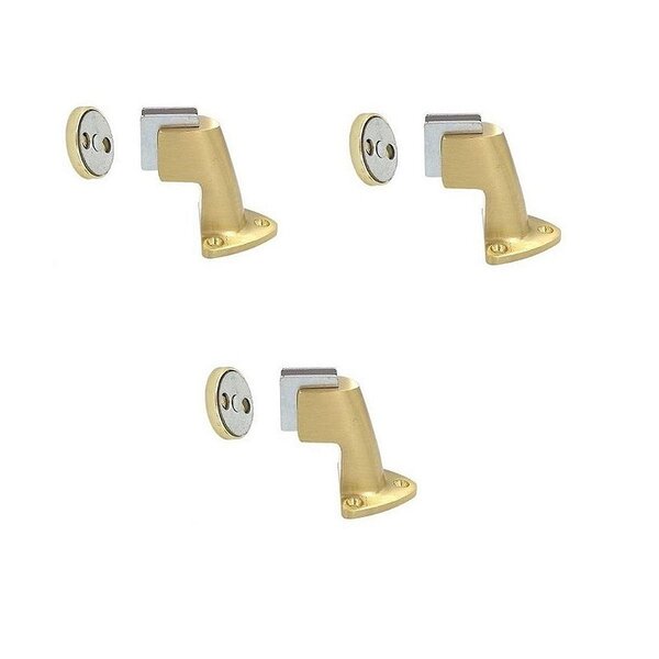 Kit 3 Prendedor Trava Porta 808 Magnético Dourado Escovado Im