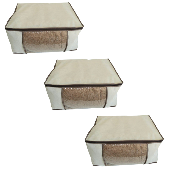 Kit 3 Protetores G Para Roupa Tnt Bege Visor Pvc Luxo