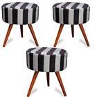 Kit 3 Puff Cama Inbox Hamburgo Redondo Com Pés Em Madeira Mac