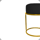 Kit 3 Puff Decorativos Para Manicure Luxe Base Dourada Suede