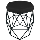 Kit 3 Puff Decorativos Para Sala Hexagonal Aramado Base Preta