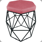 Kit 3 Puff Decorativos Para Sala Hexagonal Aramado Base Preta