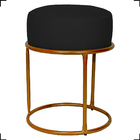 Kit 3 Puff Decorativos Para Sala Luxe Base Cobre Suede Preto