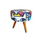 Kit 3 Puffs Bali Decorativo Estampa Romero Brito Kasa Sofá