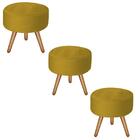 Kit 3 Puffs Bali Decorativo Suede Amarelo D'rost