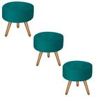 Kit 3 Puffs Bali Decorativo Suede Azul D'rost