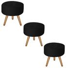 Kit 3 Puffs Bali Decorativo Suede Preto Kasa Sofá