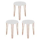 Kit 3 Puffs Banqueta Alta Bita Industrial Pé De Ferro Bronze